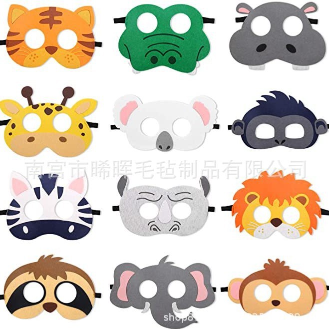 Factory felt mask products multi-color eye mask animal felt mask cartoon shape felt eye mask wholesale