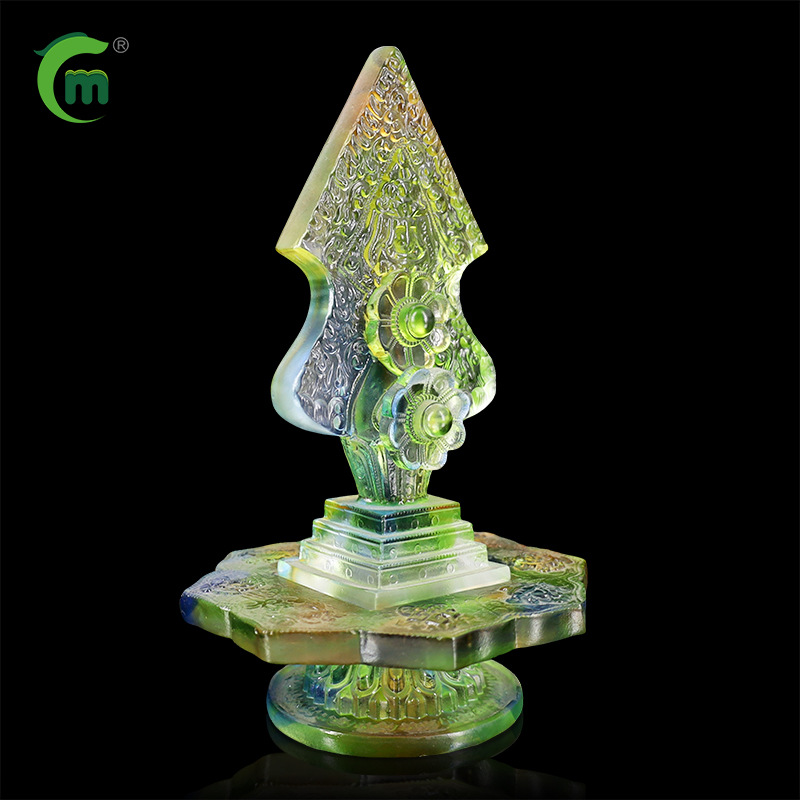 Fengming Coloured Glaze Three Fundamental Doma Eating Seed Flower Xizang-style Home Decoration Buddha Hall Etiment Table Etiorment Ornaments