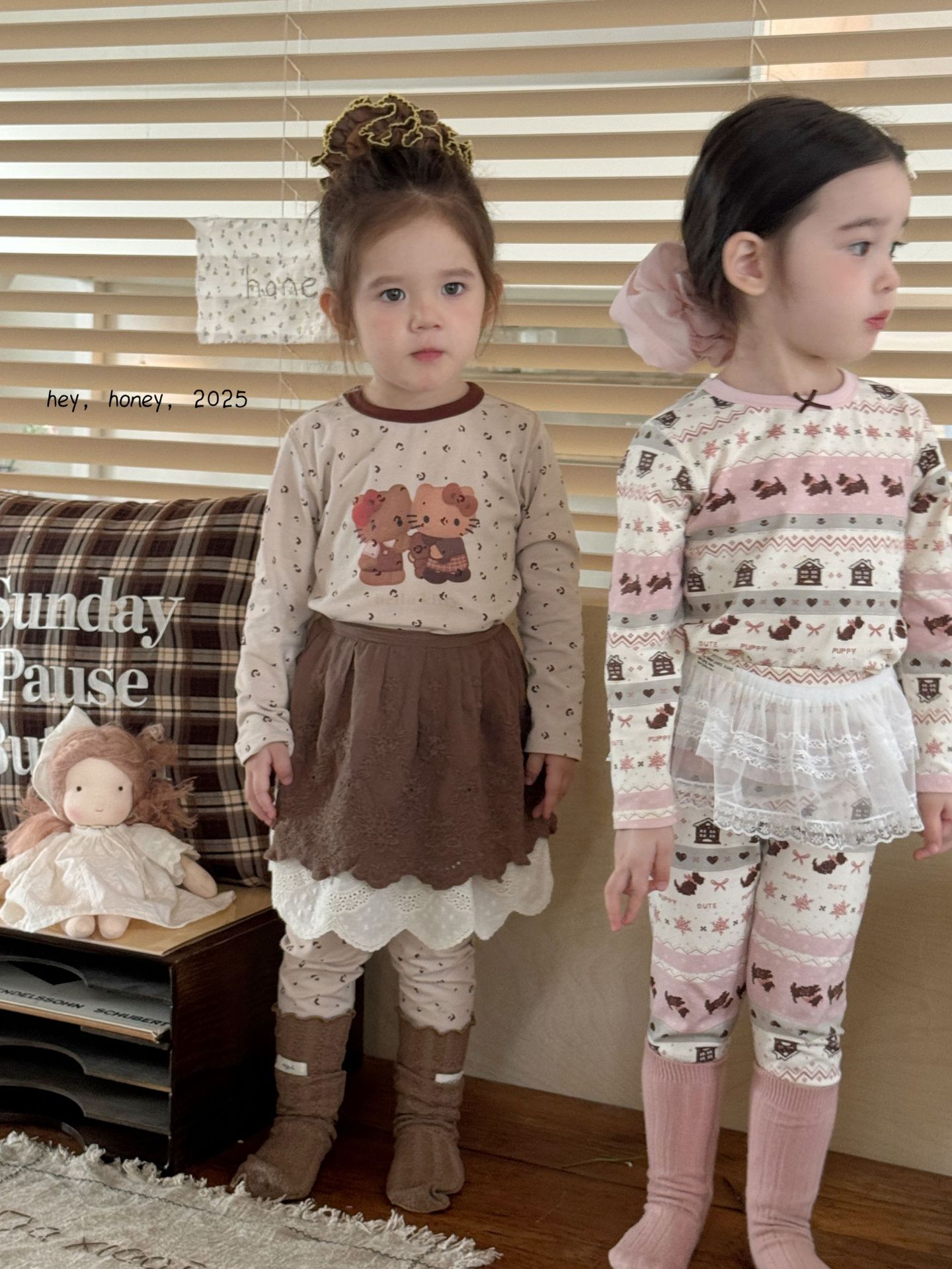 Hey Honey Boys and Girls 200 Clarka Autumn Clothes and Long Johns Intimates Set Pure Cotton Pajamas