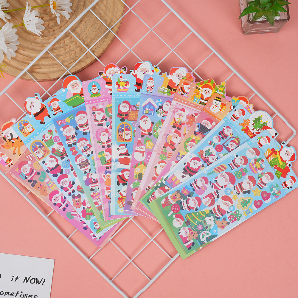 Детские наклейки с Санта-Клаусом, милые наклейки, водонепроницаемые наклейки оптом
