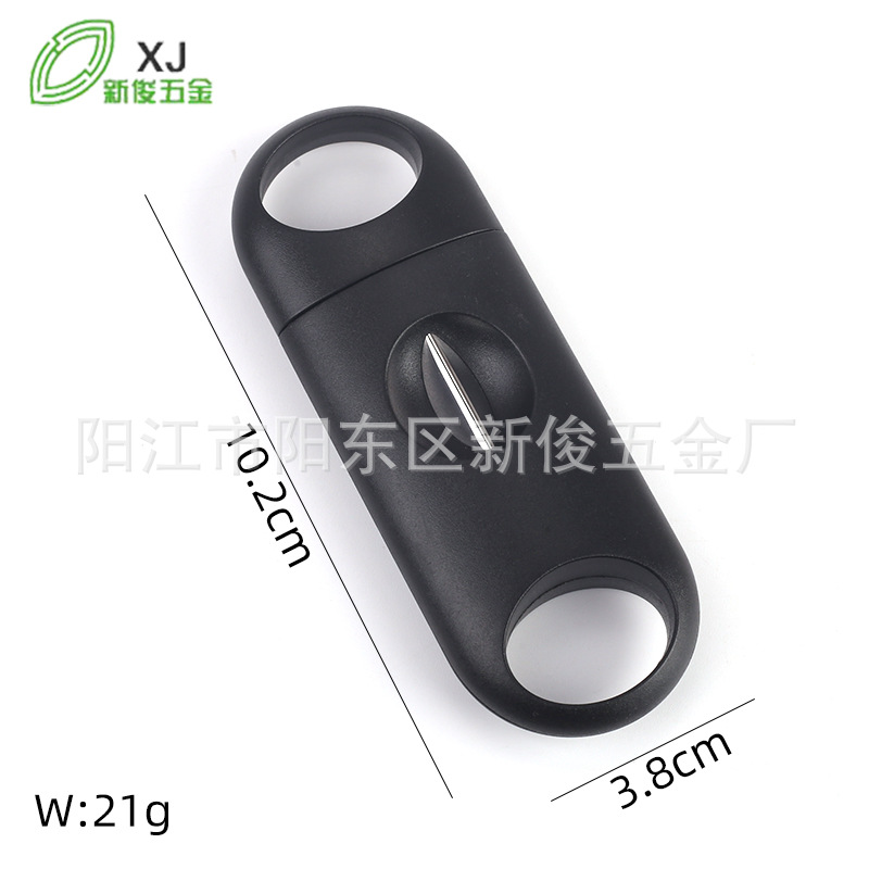 Factory spot direct supply portable Cigar scissors stainless steel V-shaped plastic cigar knife cigar smoking set hole opener