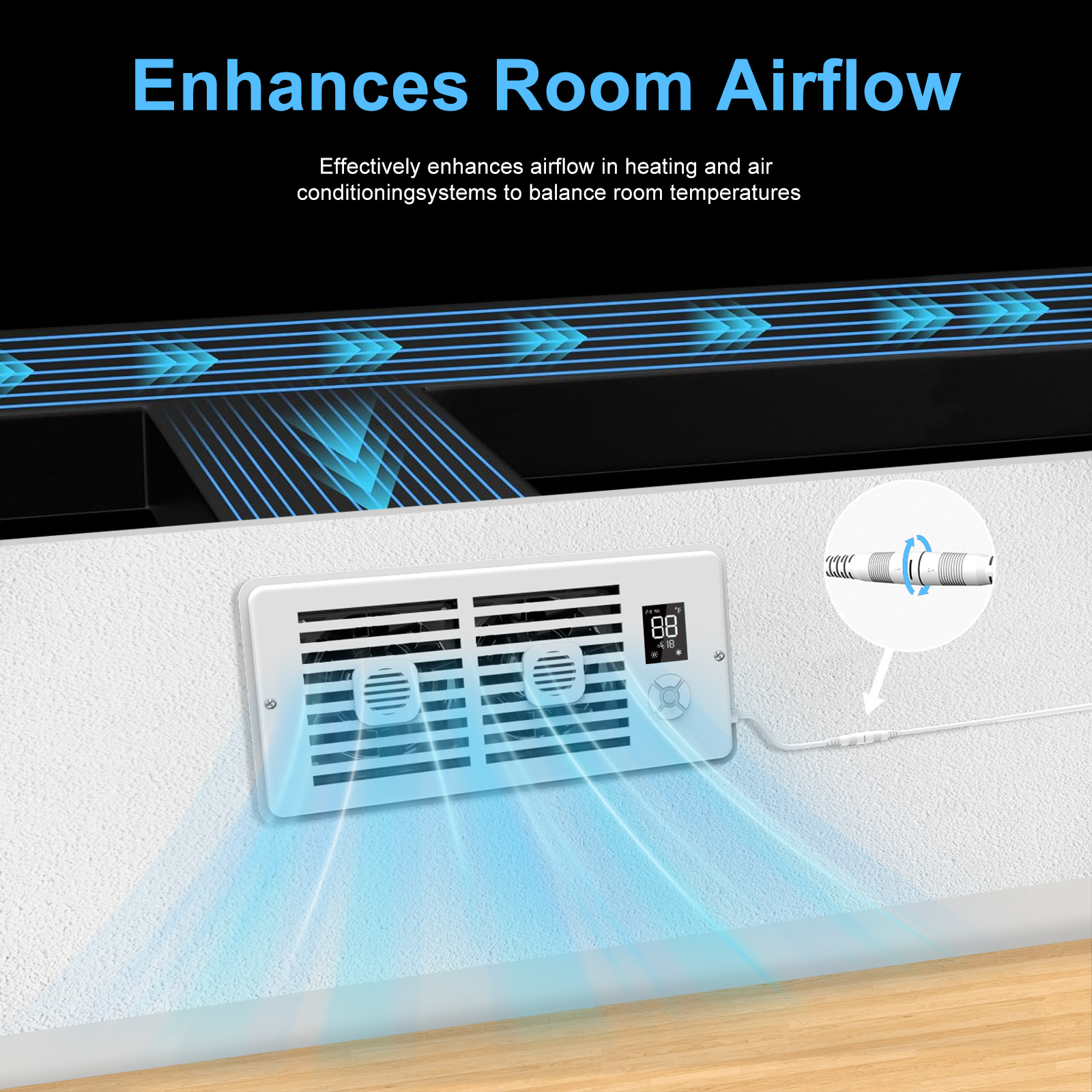 Factory Direct Sales Cross-Border Popular Household Smart Silent Aromatherapy Duct Booster Fan with 1-10 Wind Speed Adjustment