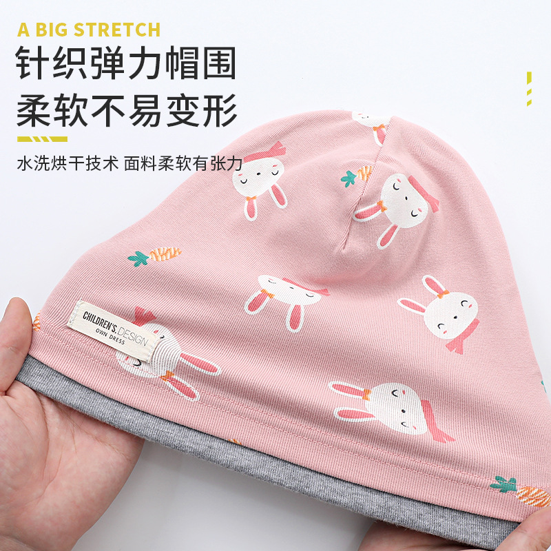 Autumn and winter new cotton children's hat scarf set double contrast color pile hat baby collar set 2 pieces tide