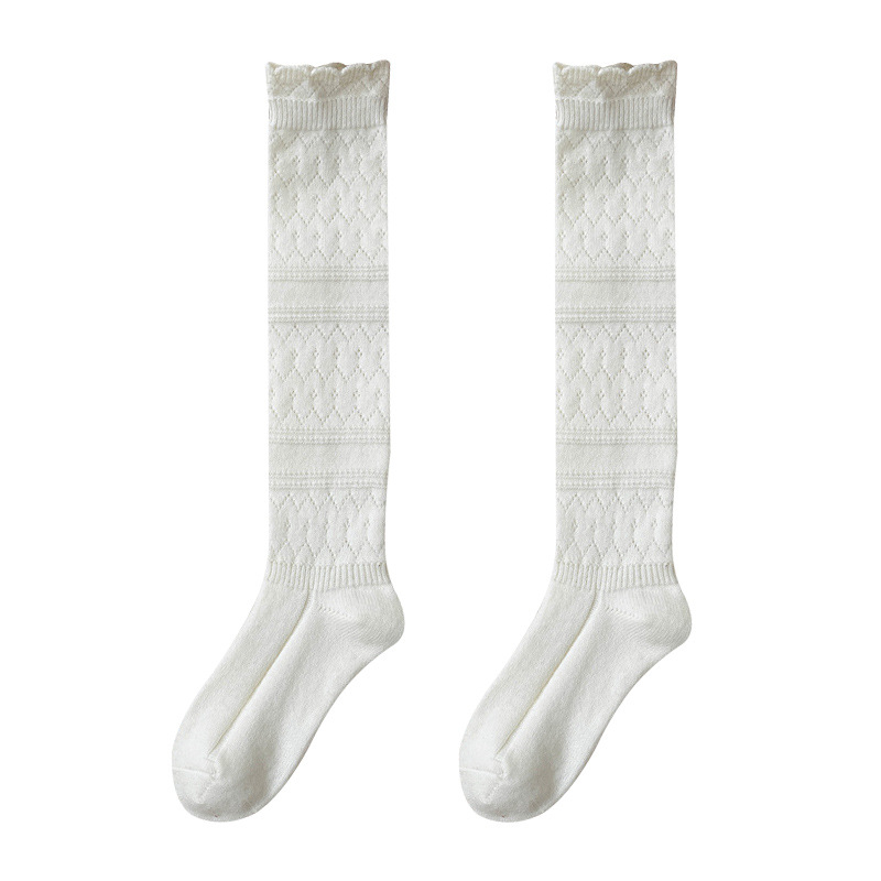 Women's Autumn and Winter Thick Wool Socks, Warm Solid Color Mid-Calf Women's Socks, Double-Needle Thin Strip Slouch Socks, Zhuji Socks