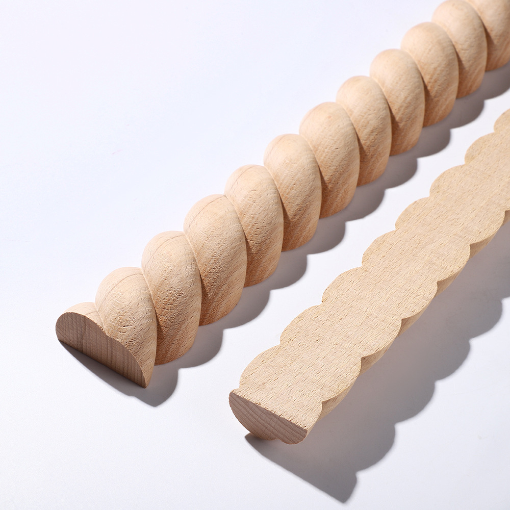 Dongyang Wood Carving Solid Wood Line European-style Semi-round Twist Line Furniture Cabinet Door Decoration Carved Line Photo Frame Edge Bars