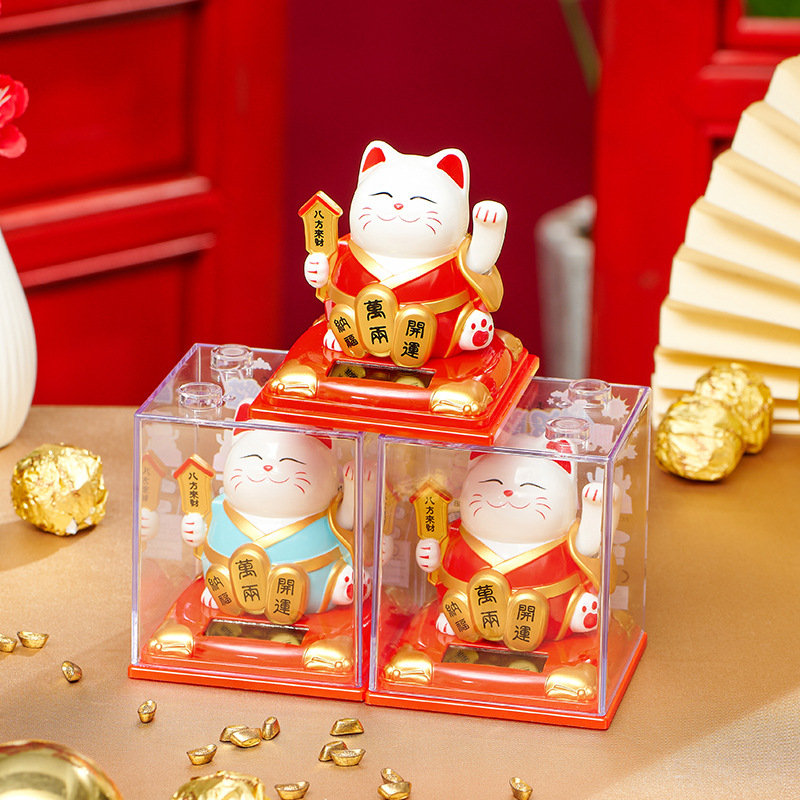 New lucky cat decoration solar automatic hand-shaking car decoration cake decoration creative gift cross-border