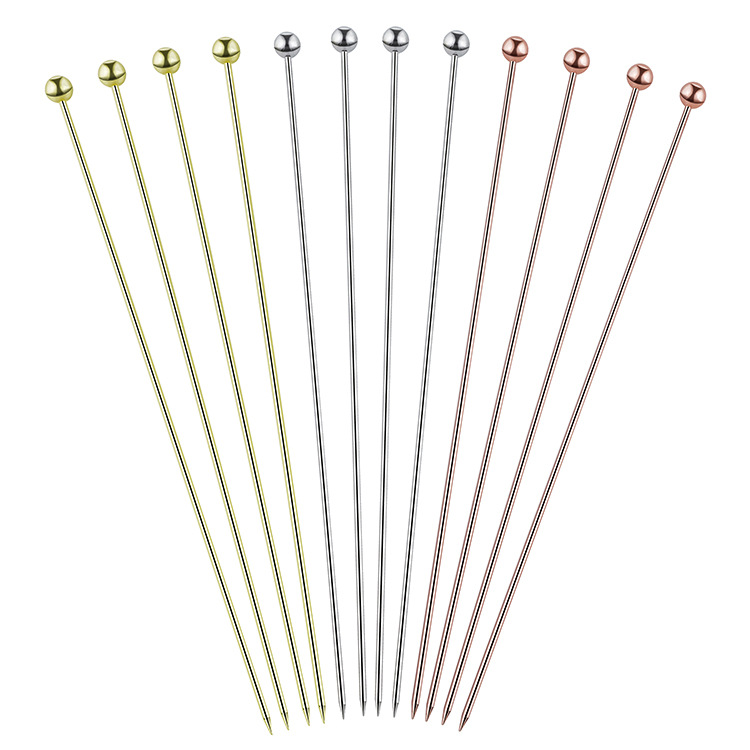 Bar Cocktail Skewers 304 Stainless Steel Cocktail Picks Fruit Wine Needles Martini Skewers Olive Skewers Stainless Steel Fruit Picks