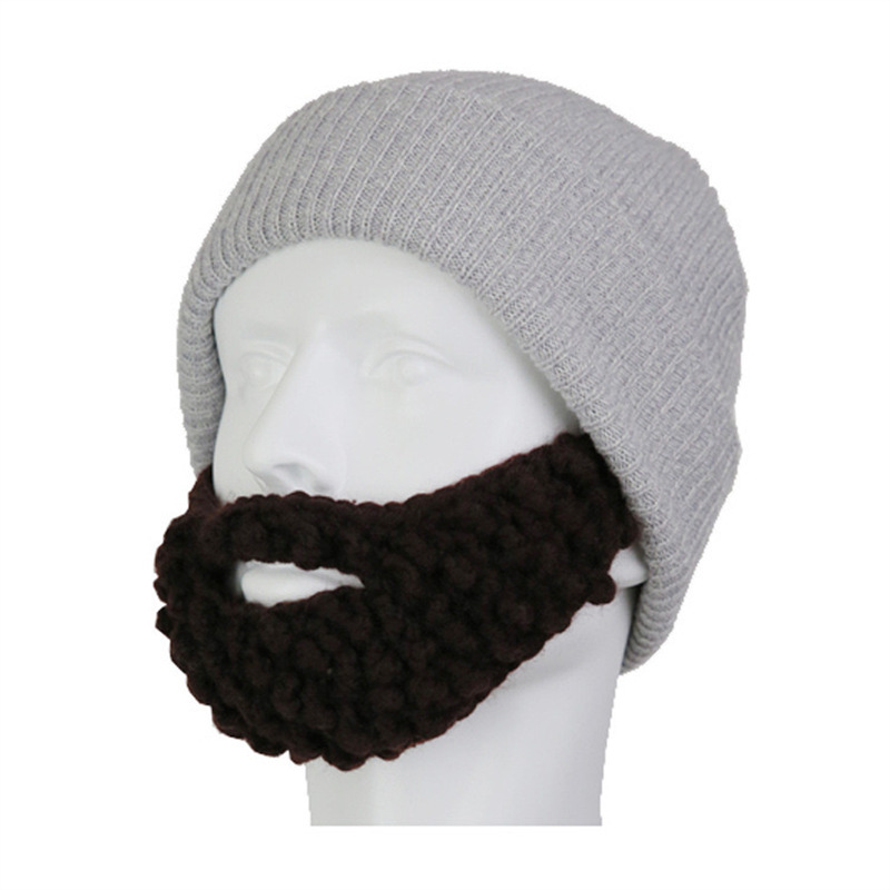 Creative spoof fake beard hat European and American knitted beard cotton hat funny wool knitting cotton ear protection