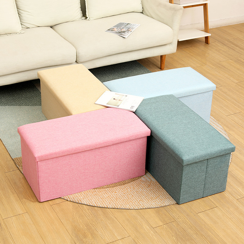 Оптовая продажа пуфа из хлопка и льна, многофункциональный складной пуф, можно сидеть