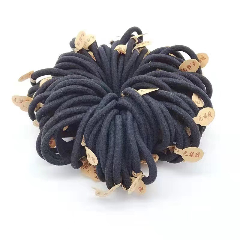 High elastic hair band Black seamless rubber band thick 6mm nylon hair rope simple tie rope headdress wholesale