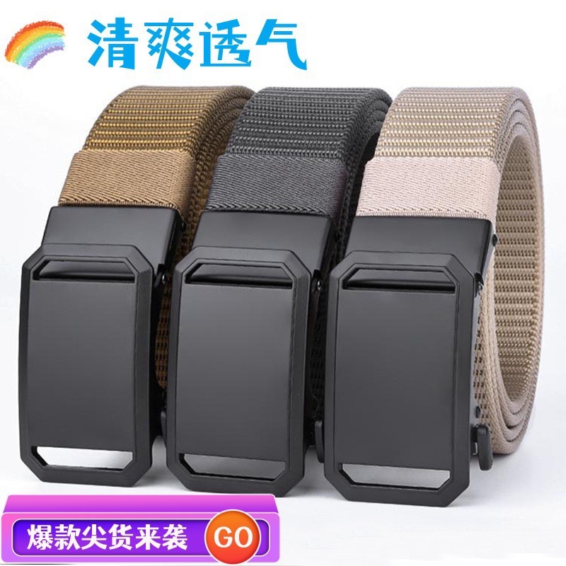 Belt men's automatic toothless nylon canvas outdoor belt casual Joker simple belt in stock wholesale factory