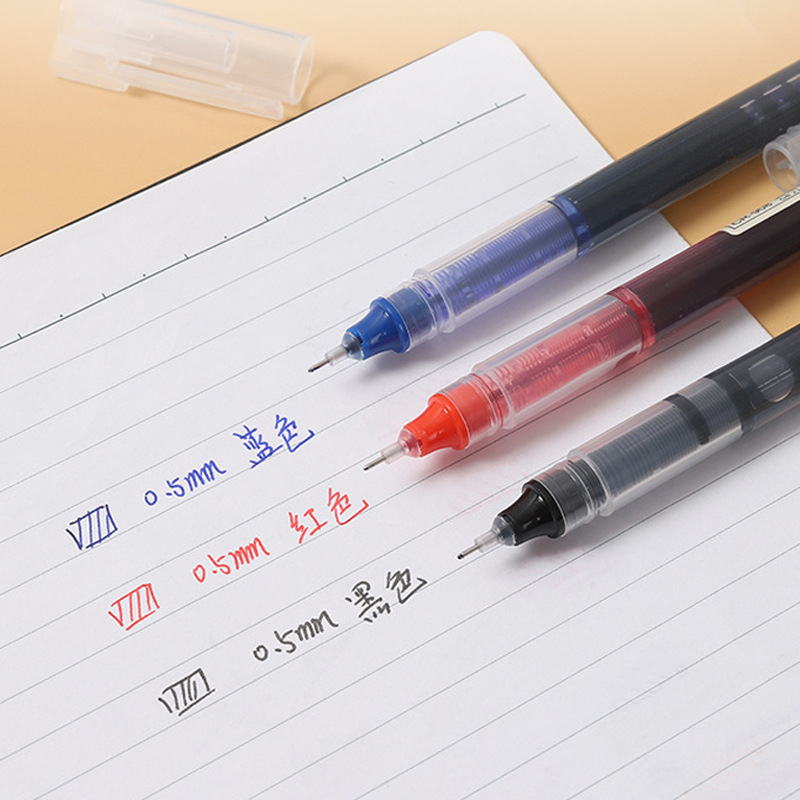 Straight liquid ballpoint pen for students exam black full needle tube 0.5mm red gel pen quick-drying pen signature pen
