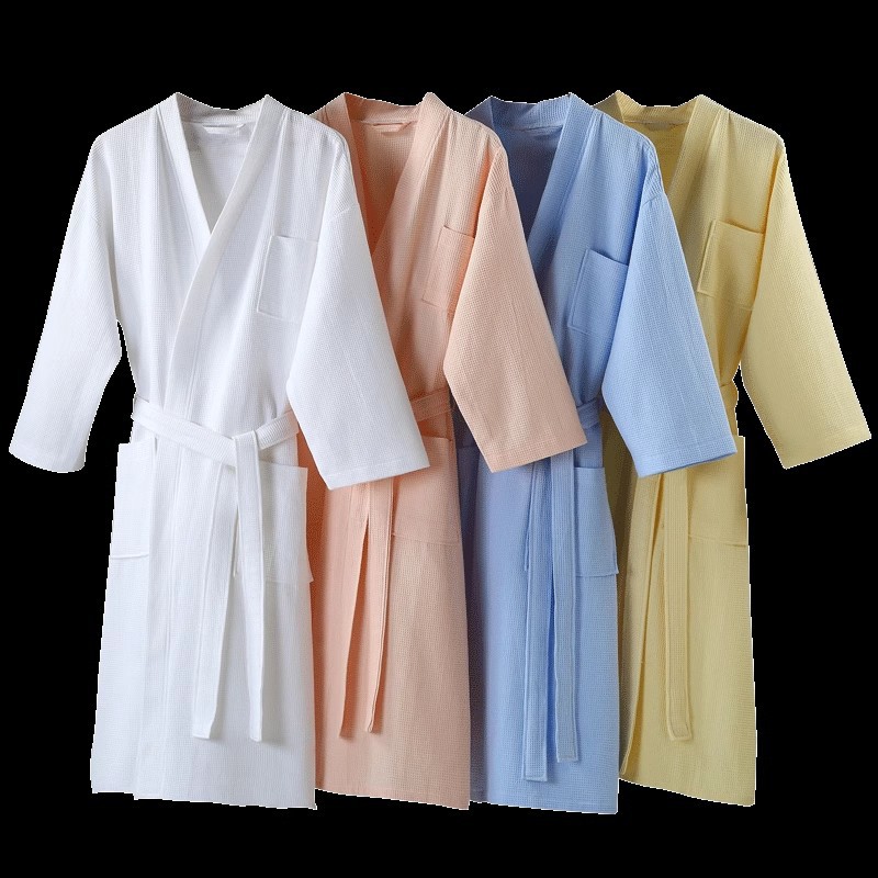 Pure Cotton Waffle Five-Star Hotel Bathrobe, Guesthouse, Beauty Salon, Men's and Women's Thin Cotton Bathrobe