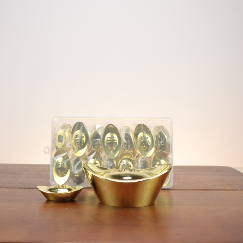 Solid Gold Ingot Brass Ornaments Props God of Wealth Living Room Cornucopia Decorations Opening Housewarming Craft Gifts
