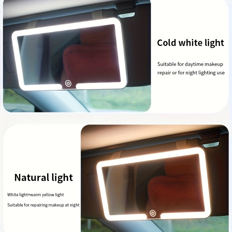 Cross-Border Car Makeup Mirror 3X Magnification High-Definition Sun Visor Co-Pilot Car Led Three-Color Adjustable Makeup Mirror