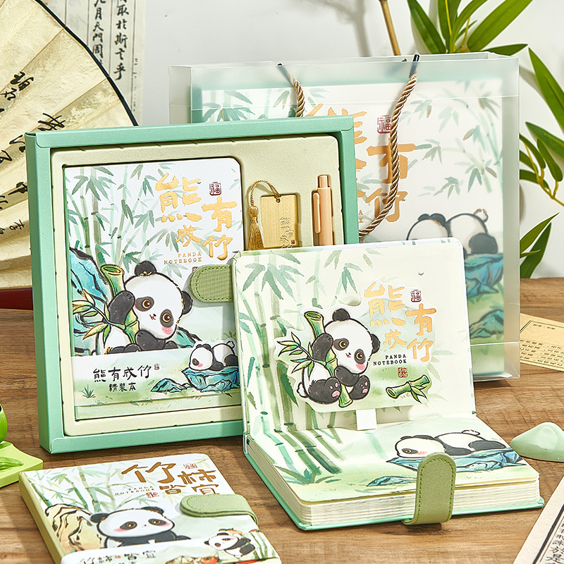 Orange panda hand book gift box Suit Girl's cute cartoon magnetic buckle notebook notebook notepad