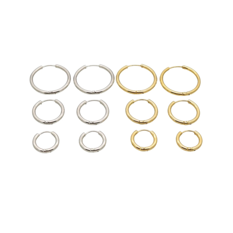 Factory in stock stainless steel earrings simple round plain captive ear holes for men and women cross-border titanium steel jewelry wholesale