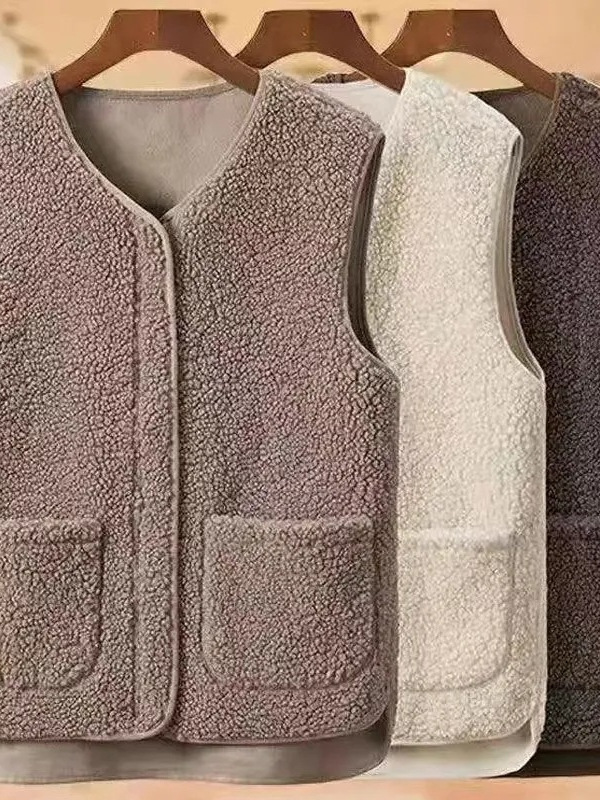 Жилет из овечьего велюра для женщин, модный жилет для новых мам, с флисовой подкладкой