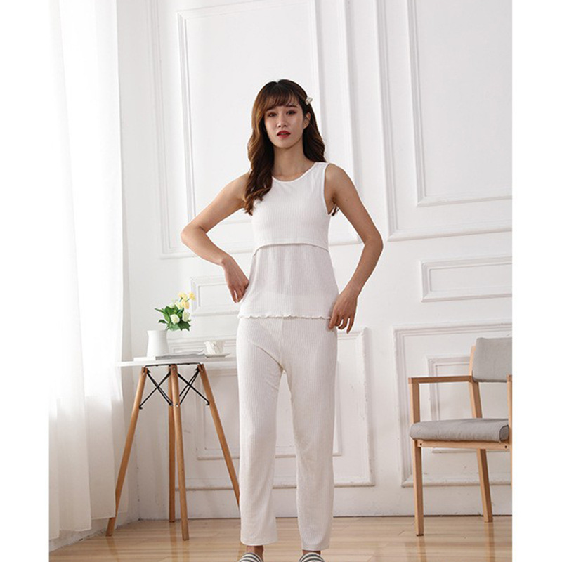 Summer Modal Pit Strip Moon Suit Lift Vest Breastfeeding Suit Loose Maternity Suit Large Size Home Clothes Casual