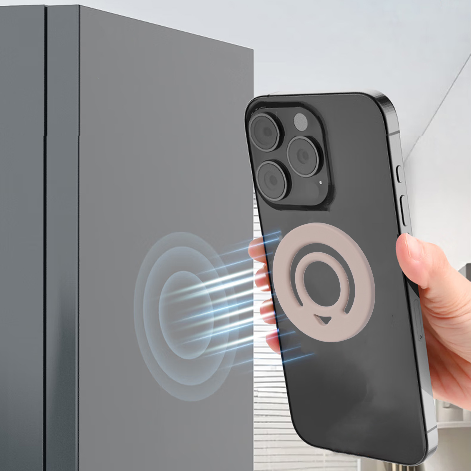 Suitable for Magsafe Double-Sided Magnetic Liquid Silicone Phone Ring Holder N52 Strong Magnetic Wireless Car Refrigerator Mount