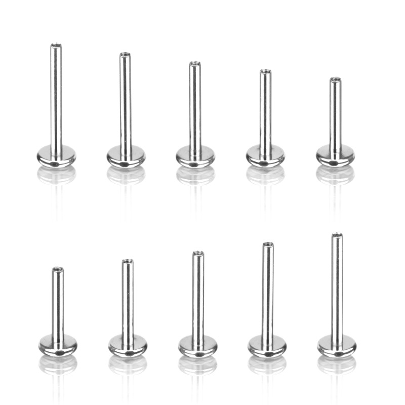F136 Titanium Alloy Internal Thread Lip Nail Earring Base 0.9 Internal Teeth Fittings Flat Bottom Rod Puncture Jewelry Replacement Rod