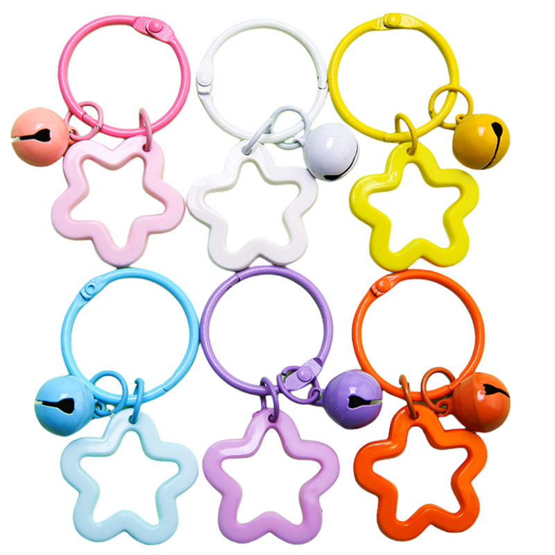 Fresh and Simple Star Bell Keychain Couple Bag Accessory Candy-Colored Accessory Ins-Style Pentagram Pendant