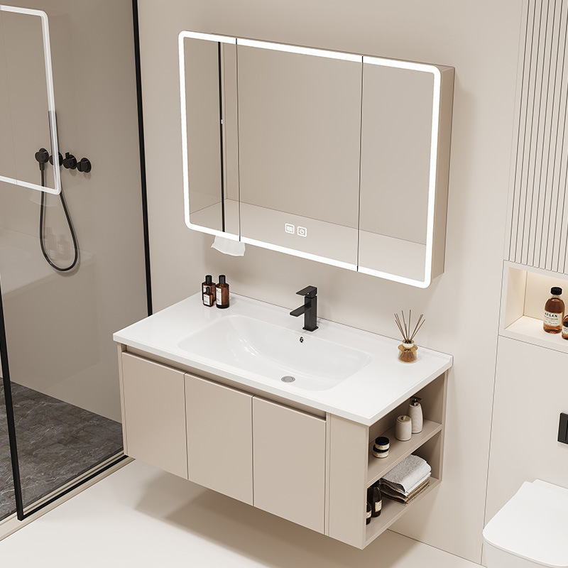 Bathroom Cabinet Ceramic All-in-One Basin Toilet Bathroom Bathroom Cabinet Wash Basin Face Wash Table Basin Combination Honeycomb Aluminum