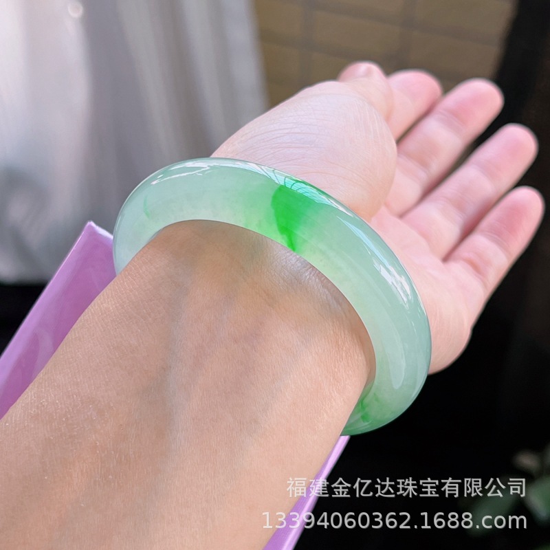 Myanmar Natural Jade A Bracelet Jade Bracelet Floating Flower Jade Bracelet Violet Old Pit Ice Glutinous Bracelet Imperial Concubine
