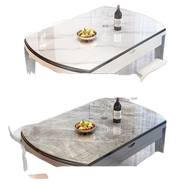 Rock Plate Dining Table Dining Chair Combination Small Apartment Simple Household Solid Wood Dining Table Round Table Retractable Folding