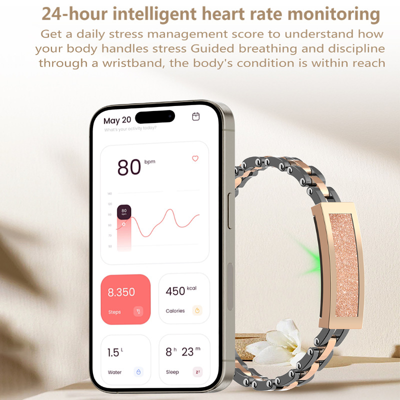 Cross-Border New Product Women's Smart Bracelet Sleep Heart Rate Blood Oxygen Gesture Control Camera Fashion Versatile Sports Bracelet