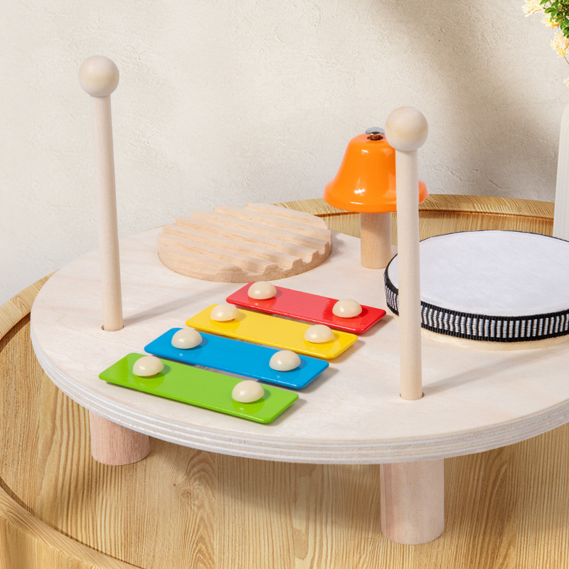 cpc children's multifunctional percussion instrument children's drum set music table percussion instrument wooden toy
