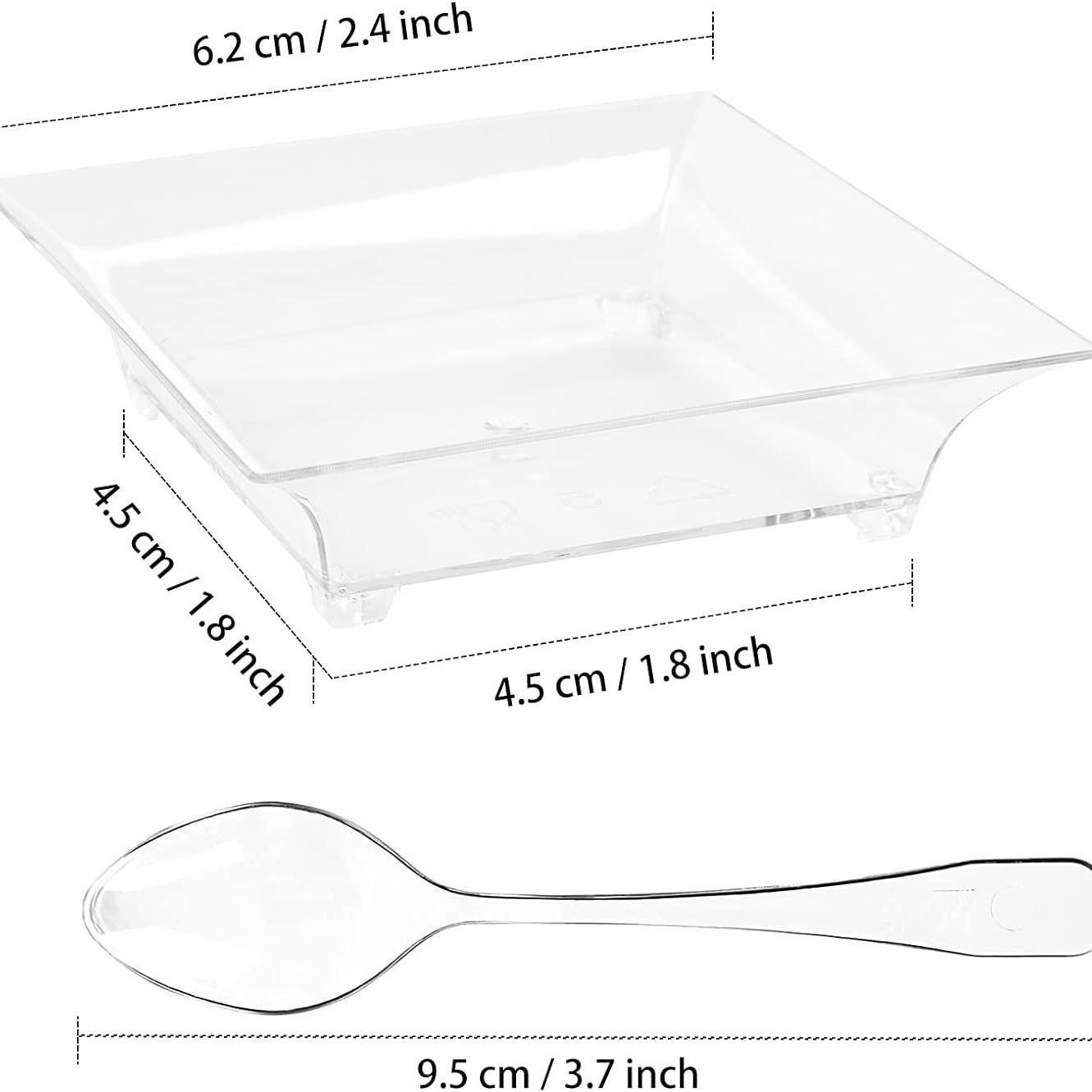 Cross-Border Amazon Disposable Ps Hard Plastic Thickened Design Dessert Sauce Transparent Snack Plate