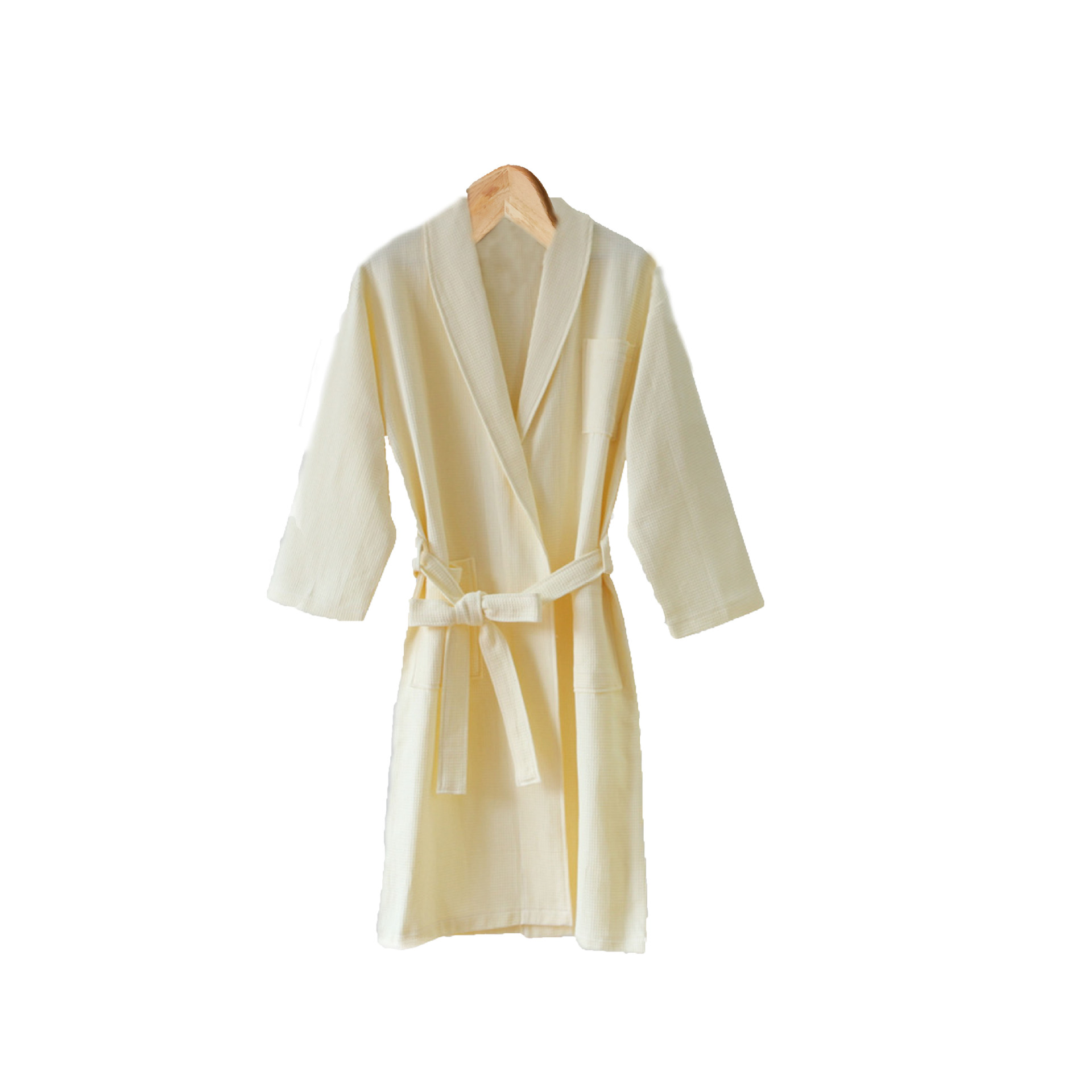Five-Star Hotel Pure Cotton Waffle Bathrobe Bathrobe Pure Cotton Type a White Unisex Wholesale Hotel Nightgown