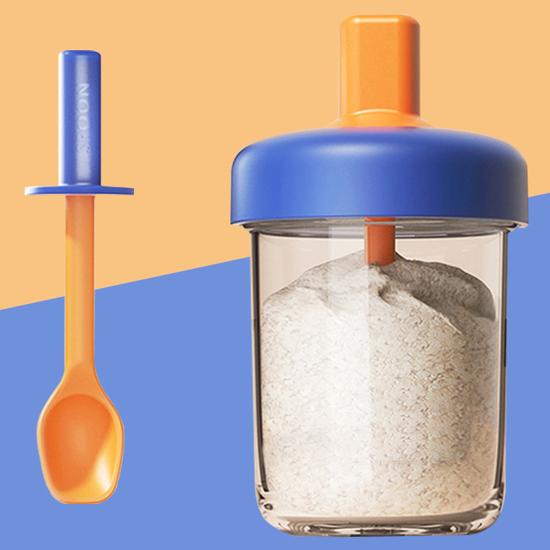 Glass Oatmeal Cup Double Sealed Built-in Silicone Handle Spoon Milk Cup Milkshake Oatmeal Cup Portable Breakfast Cup