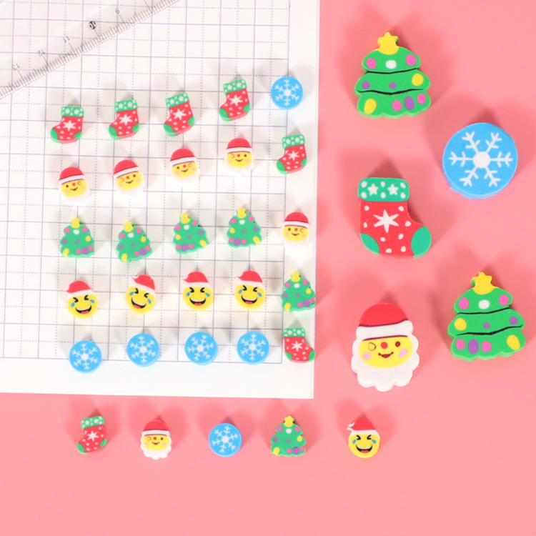 Mini Christmas Gift Eraser Christmas Tree Santa Claus Bag Rubber Children's Holiday Prizes Small Gift Batch