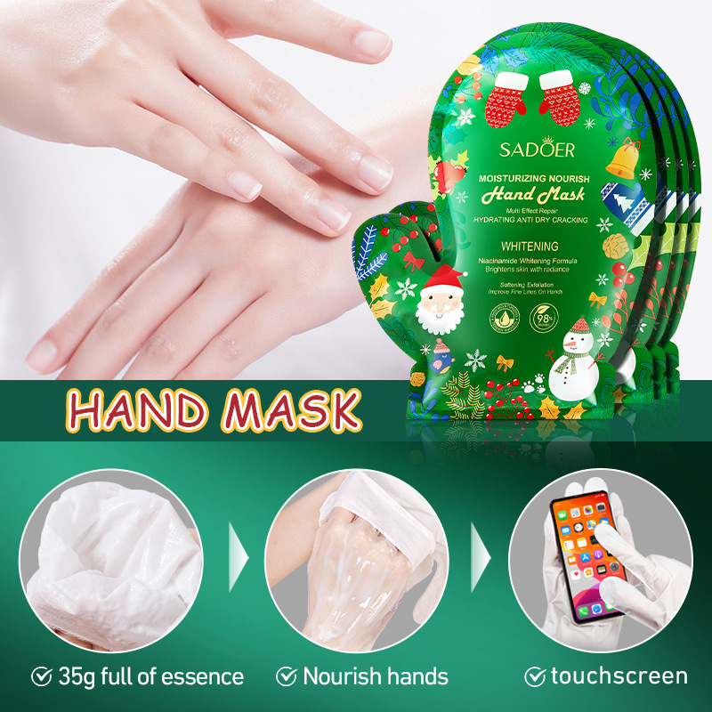 Full English Sadoer Christmas Niacinamide Hand Mask and Foot Mask Nourishing, Tender and Care Foot Mask Cross-Border Foreign Trade Wholesale