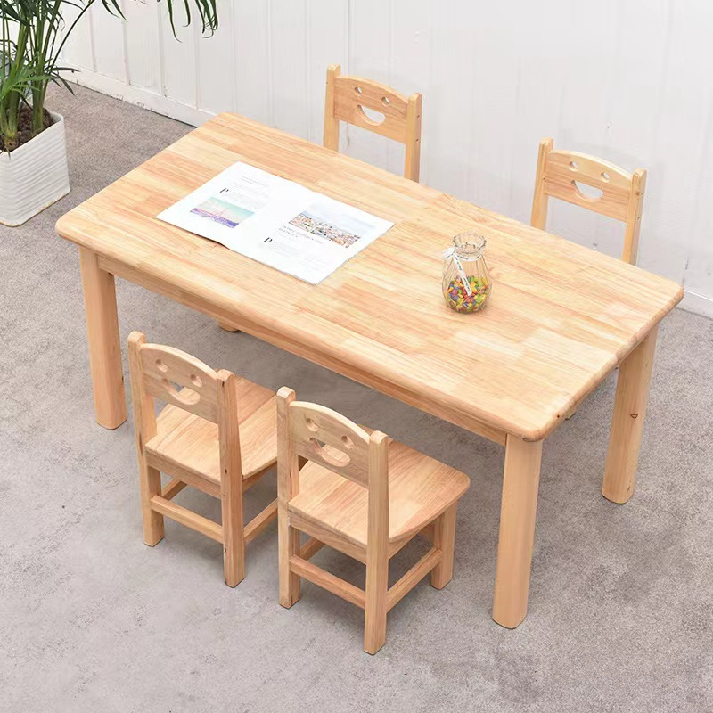 Kindergarten Tables and Chairs Solid Wood Children's Baby Learning Games Toy Table Dining Table Oak Table Long Table Cartoon Cabinet