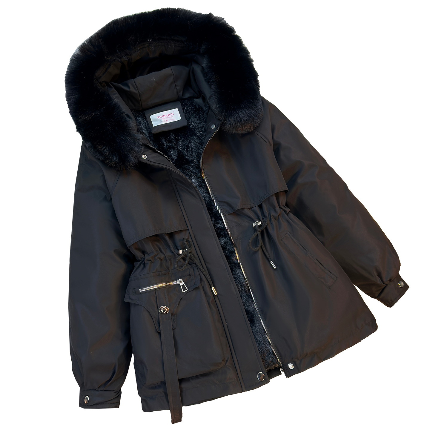 Foreign Trade Cotton-Padded Clothes for Women 2025 Winter New Korean Style Fashionable Waist-Cinching Cotton-Padded Clothes Short Velvet Thickeneded Pie Overcome Cotton-Padded Jackets