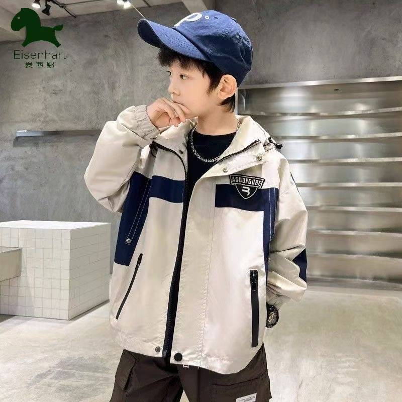 Boys' Outwears Spring & Fall 2025 New Kidsren's Spring Clothes for Older Kidsren Cool and Handsome Windbreaker Boys Spring Jacket