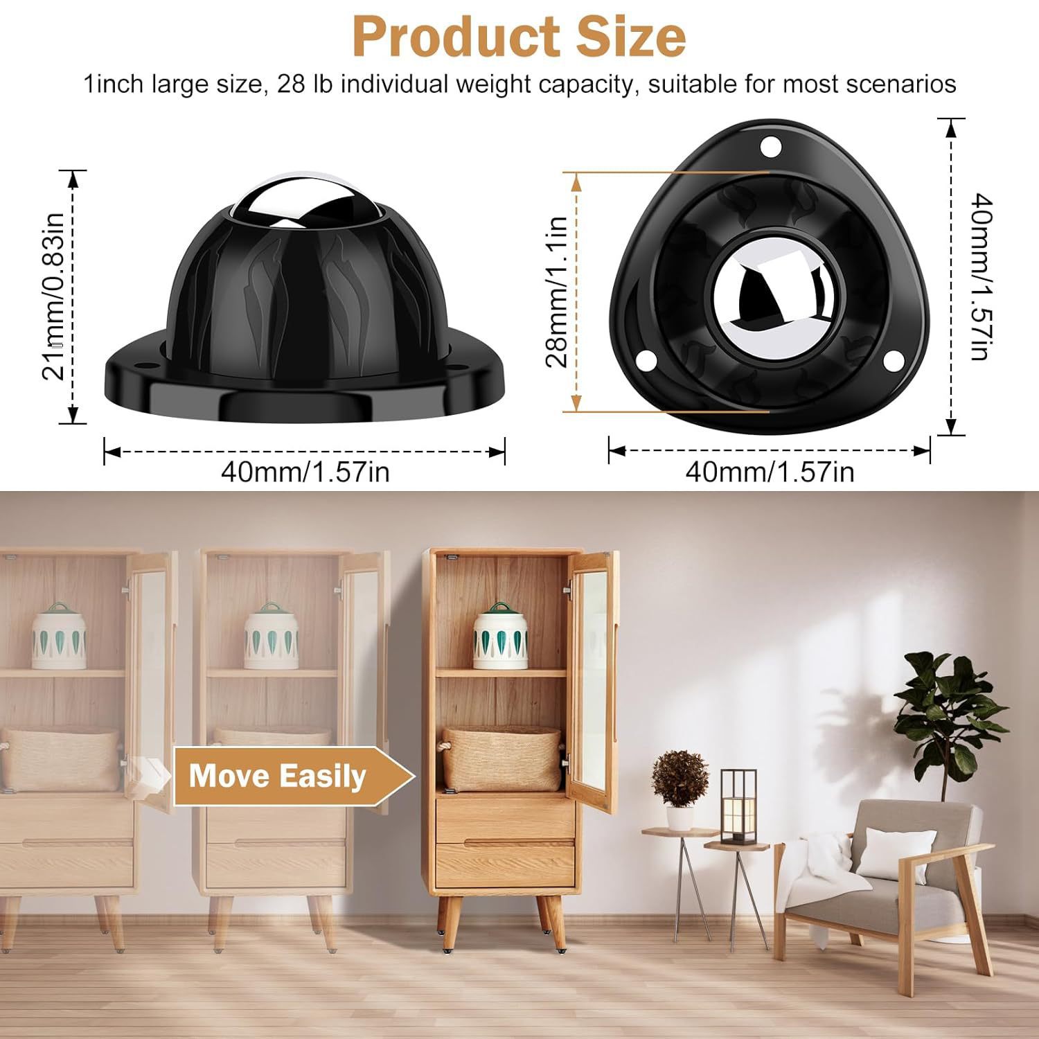 Explosive Universal Wheel Coffee Machine Movable Table Leg Stool Chair Storage Box Bottom Sofa Roller Universal Wheel