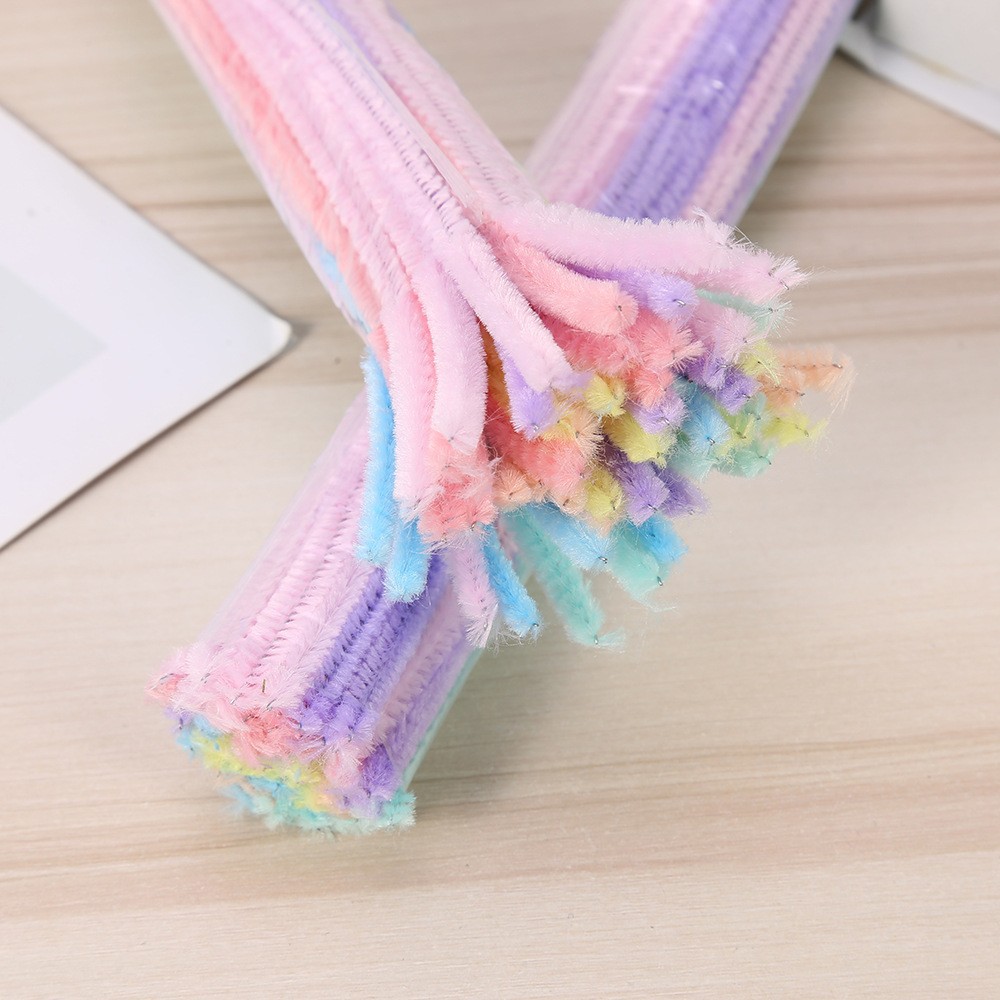Mixed Color Hair Root DIY Materials Kidsren's Educational Toys Tops Velvet Strips Kindergarten Handmade Twist Stick Bouquet Wholesale