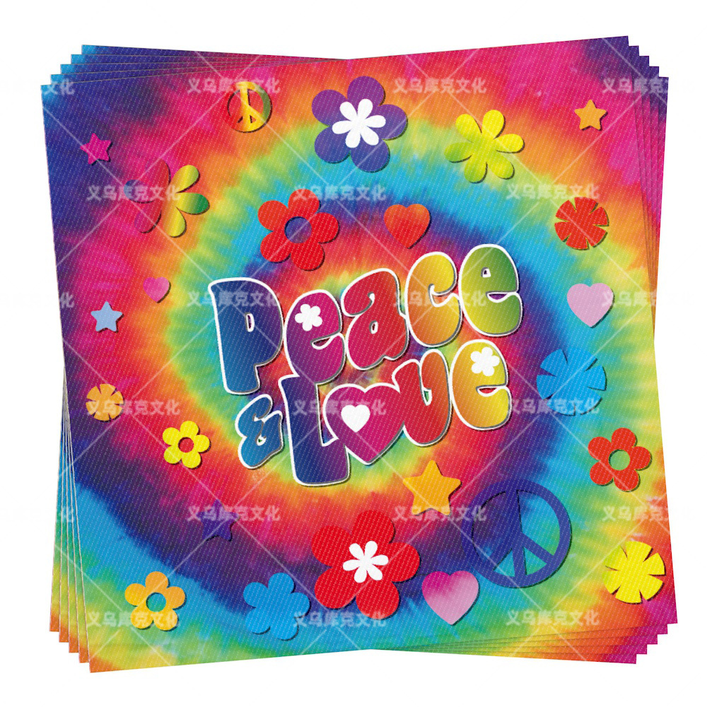 Amazon Tie Dye Color Rainbow Birthday Party Set Children's Holiday Party Supplies Paper Tray Paper Cup Paper Tableware