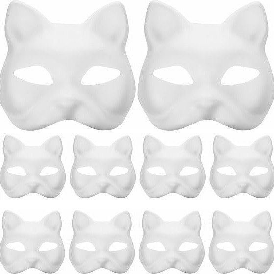Halloween DIY Paper Pulp Handmade Mask Cat Face Fox Blank Peking Opera Facial Makeup Toy Men and Women Full Face Half Face
