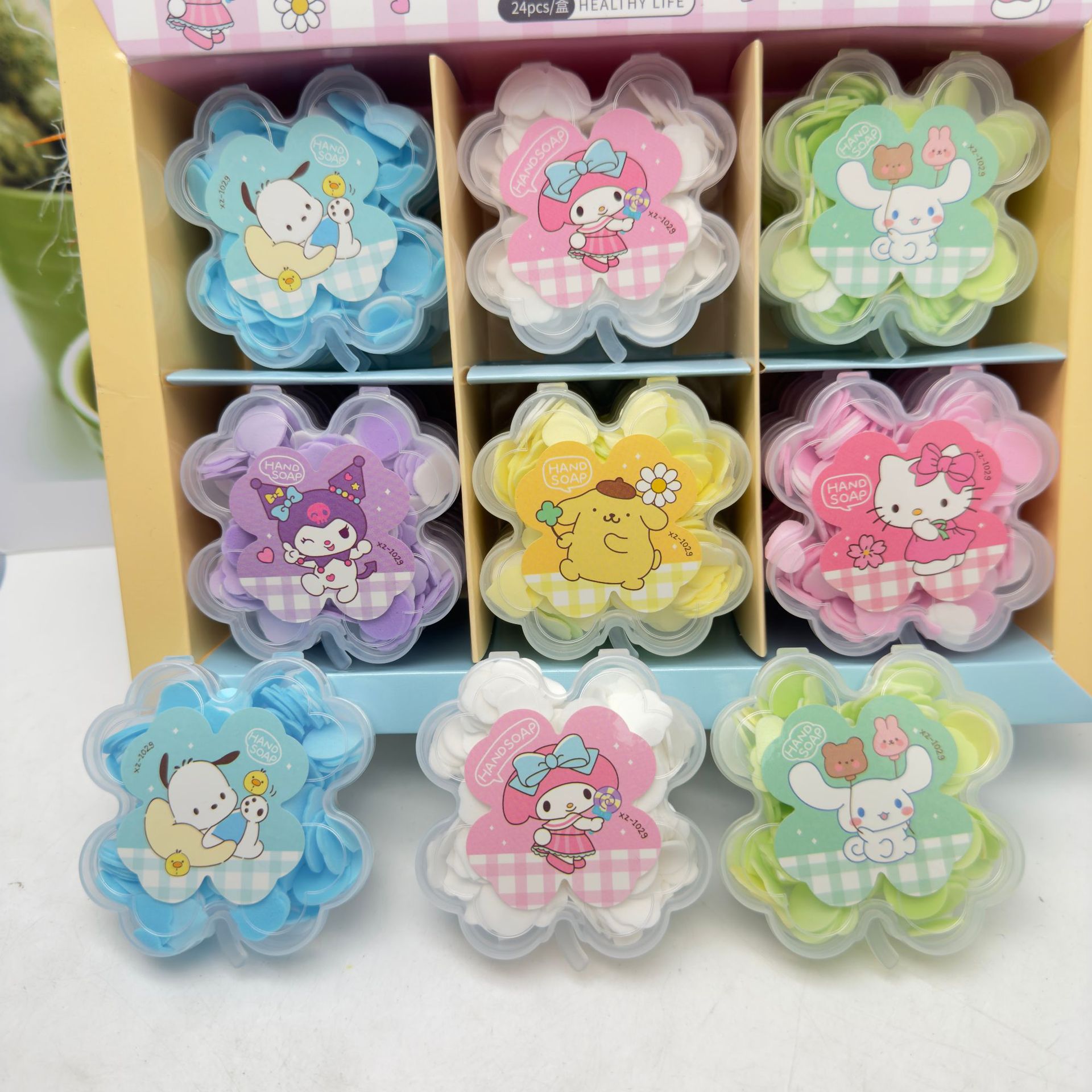 Таблетки мыла в форме четырехлистного клевера Sanrio, одноразовые