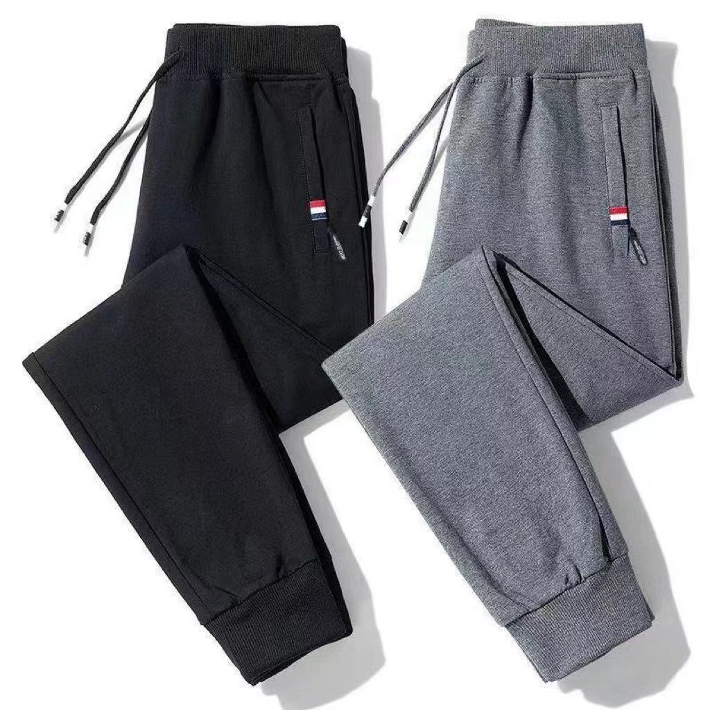 Summer Zipper Leg Sweatpants Men's Youth Solid Color plus size Casual Pants Sweatpants Loose Straight Long Trendy Pants