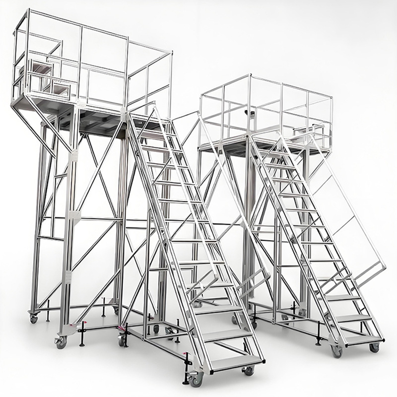 Aluminum Profile Inspection Platform, Custom-Made Aluminum Alloy Maintenance Ladder, Factory Direct Sales, Mobile Inspection Ladder Processing