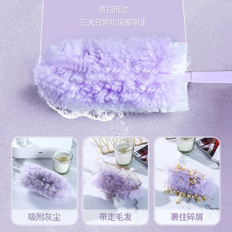 360 Adjustable Flexible Brush Head Extendable Microfiber Duster Equipped with Replacement Pads and Flexible Telescopic Handle