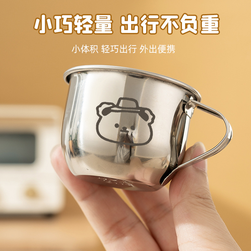 Stainless Steel Baby Cup Mini Water Cup Food Grade Household Children's Anti-scalding Children's Cup with Handle Special Drinking Cup