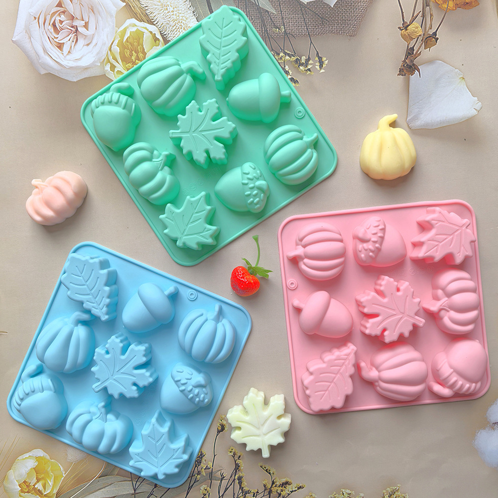 9 Consecutive Pumpkin Maple Leaf Mold Silicone Candy Mold Harvest Season Halloween DIY Pudding Cake Baking Mold 655