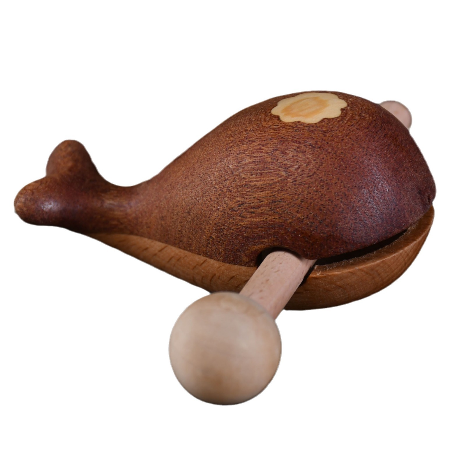 Whale Wooden Fish Knocking Cute Portable Decompression Office Meditation Percussion Instrument Solid Wood Ornaments Buddhist Toy Gift
